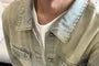 Collared Washed Button-Up Denim Jacket