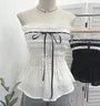 Strapless Lace Trim Flowy Tube Top