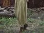 Mid Waist Plain Cropped Baggy Ramie Pants