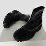 Platform Square Toe Plain Zipped Genuine Leather Short Boots