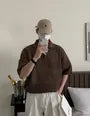 Short-Sleeve Plain Knit Polo Shirt