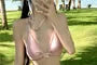 Set: Striped Bikini Top + Bottom + Cover-Up Skirt
