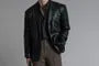 Long-Sleeve Faux Leather Blazer