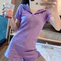 2XL - Short-Sleeve Plain Hood Zip Romper
