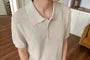 Short-Sleeve Plain Knit Polo Top