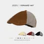 Houndstooth Panel Corduroy Flat Cap