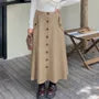 [XL-4XL] High Waist Plain Buttoned Maxi A-Line Skirt