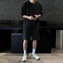 Short-Sleeve Round Neck Plain T-Shirt / Drawstring Waist Shorts