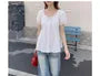 Short Sleeve Round Neck Plain Bow Ruffle Blouse