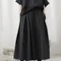 Mid Rise Plain Pleated Cropped Wide Leg Pants