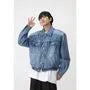 Collared Washed Denim Button Jacket
