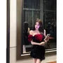 [M] Strapless Bow Sequined Fluffy Mini Bodycon Dress