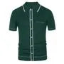 Short-Sleeve Contrast Trim Ribbed Knit Polo Shirt