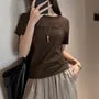 Short Sleeve Crew Neck Plain Panel Mesh T-Shirt