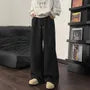 Drawstring Waist Plain Wide Leg Sweatpants