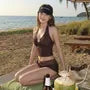 Set: Plain Tankini Top + Bottom