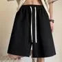 Drawstring Waist Plain Sweat Shorts