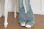 Mid Rise Washed Flared Jeans