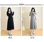 Maternity Long-Sleeve Henley Contrast Trim Midi A-Line Dress