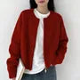 Round Neck Plain Zip Cardigan