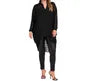 Long-Sleeve V-Neck Dotted Mesh High Low Tunic Blouse