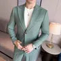 Peak Lapel Single-Breasted Plain Blazer / Mid Rise Straight Leg Dress Pants / Set