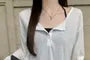 Long-Sleeve Henley Plain Ribbed T-Shirt / Halter Neck Padded Crop Top