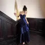 Spaghetti Strap Satin Ruffled Mermaid Evening Gown