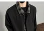 Mock Two-Piece Collared Plaid Panel Zip-Up Jacket