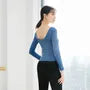 Long-Sleeve V-Neck Plain Dance T-Shirt