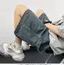 Mid Rise Washed Denim Shorts