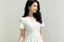 Eyelet Lace Short-Sleeve Midi A-Line Dress