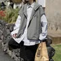 Hooded Plain Zip Vest