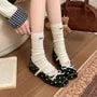 Polka Dot / Plain Lace Up Faux Leather Shoes