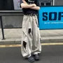 High Waist Washed Distressed Wide Leg Jeans