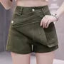High Waist Plain Asymmetrical Mini Denim Skort