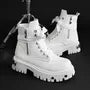 Platform Studded Lace-Up Faux Leather Short Boots