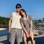 Couple Matching Short-Sleeve Plaid Swimsuit / Beach Shorts