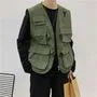 V-Neck Plain Cargo Zip Vest