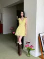 Sleeveless V-Neck Knot Lace Mini A-Line Dress
