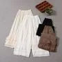 Elastic Waist Lace Panel Cropped Wide Leg Pants