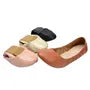 Foldable Plain Faux Leather Flats
