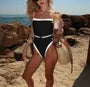 Spaghetti Strap Square-Neck Contrast-Trim Swimsuit