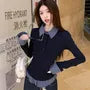 Mock Two-Piece Long Sleeve Gingham Button-Up Shirt