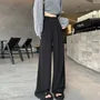 High Rise Plain Fleece-Lined Wide Leg Pants