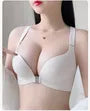 [90A - 120E] Plus Size Lace Panel Front Closure Wireless Bra