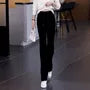 Drawstring Waist Plain Straight Leg Pants