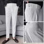 High Waist Plain Inverted Pleated Cropped Tapered Dress Pants