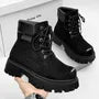 Platform Lace-Up Faux Suede Short Boots