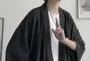 3/4-Sleeve Plain Open Front Kimono Jacket